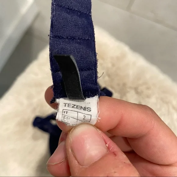 TEZENIA Dark Navy Navy Plunge Lace Padded Bra - Picture 5 of 5